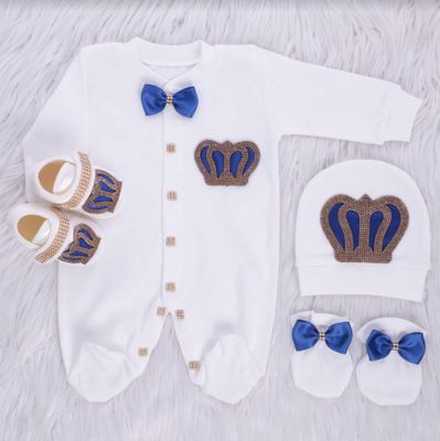 𝗟𝘂𝘅𝘂𝗿𝘆 𝗡𝗲𝘄𝗯𝗼𝗿𝗻 Home Welcoming 4-Piece set ( blue bow, golden crown)