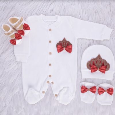 𝗟𝘂𝘅𝘂𝗿𝘆 𝗡𝗲𝘄𝗯𝗼𝗿𝗻 Home Welcoming 4-Piece set ( red bow, golden crown)