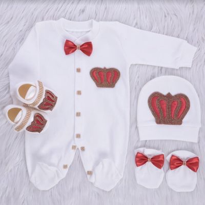 𝗟𝘂𝘅𝘂𝗿𝘆 𝗡𝗲𝘄𝗯𝗼𝗿𝗻 Home Welcoming 4-Piece set ( red bow, golden crown)