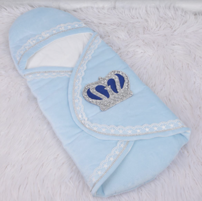 Luxury 7-Piece Baby boy Hospital Exit Outfit ( Royal blue bow + Silver Crown)