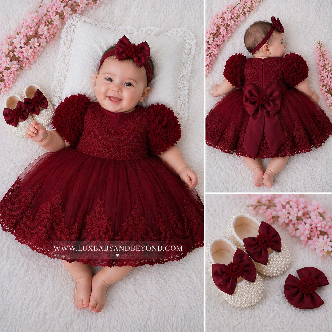 Fairytale​ Dress - NEWBORN ( BURGUNDY)