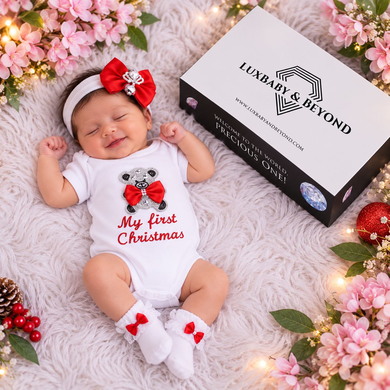 Baby's First Christmas Outfit - Red White Baby's First Christmas Outfit - Red White