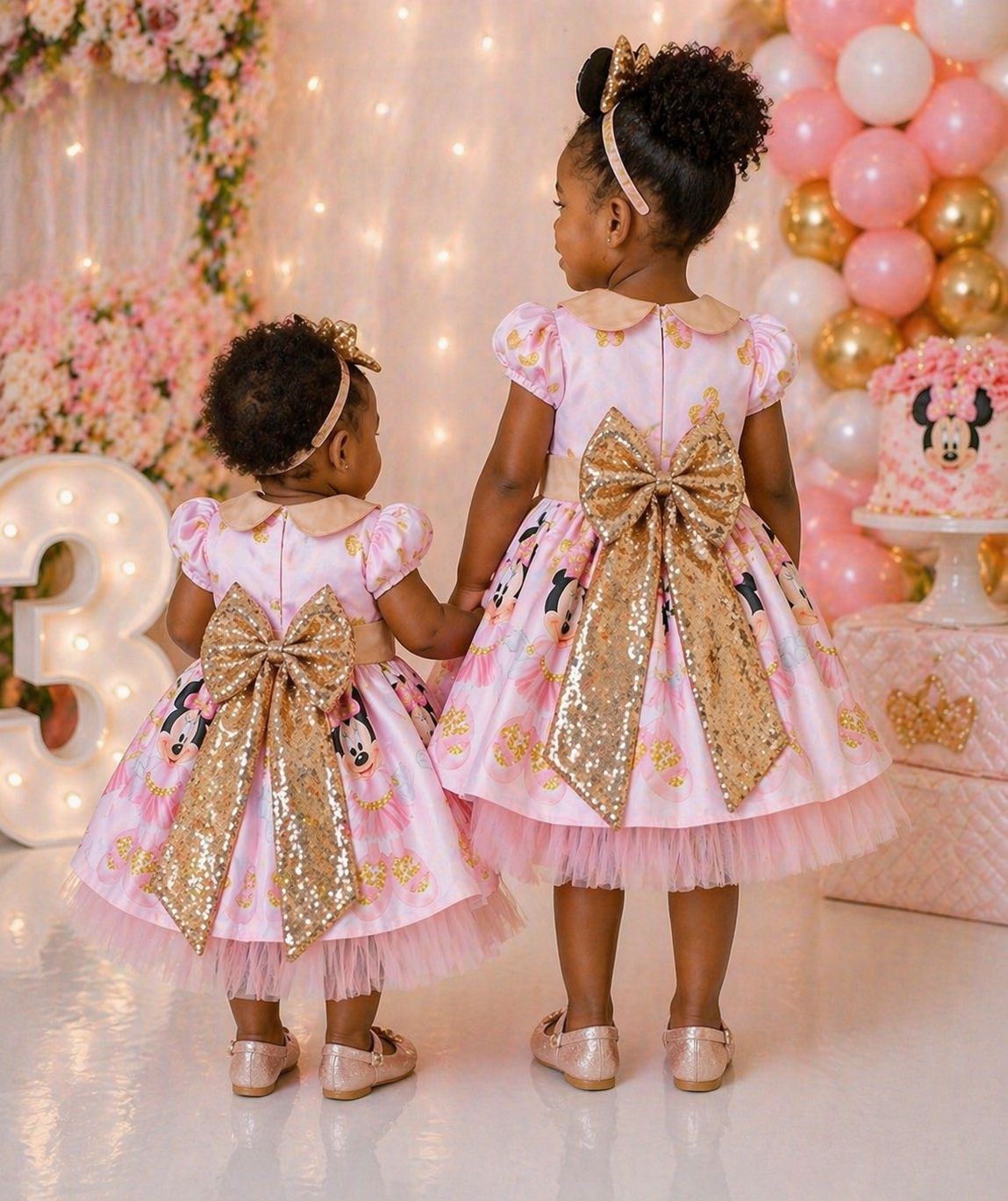 Pink Minnie Mouse Dress - NEWBORN - 8 years old