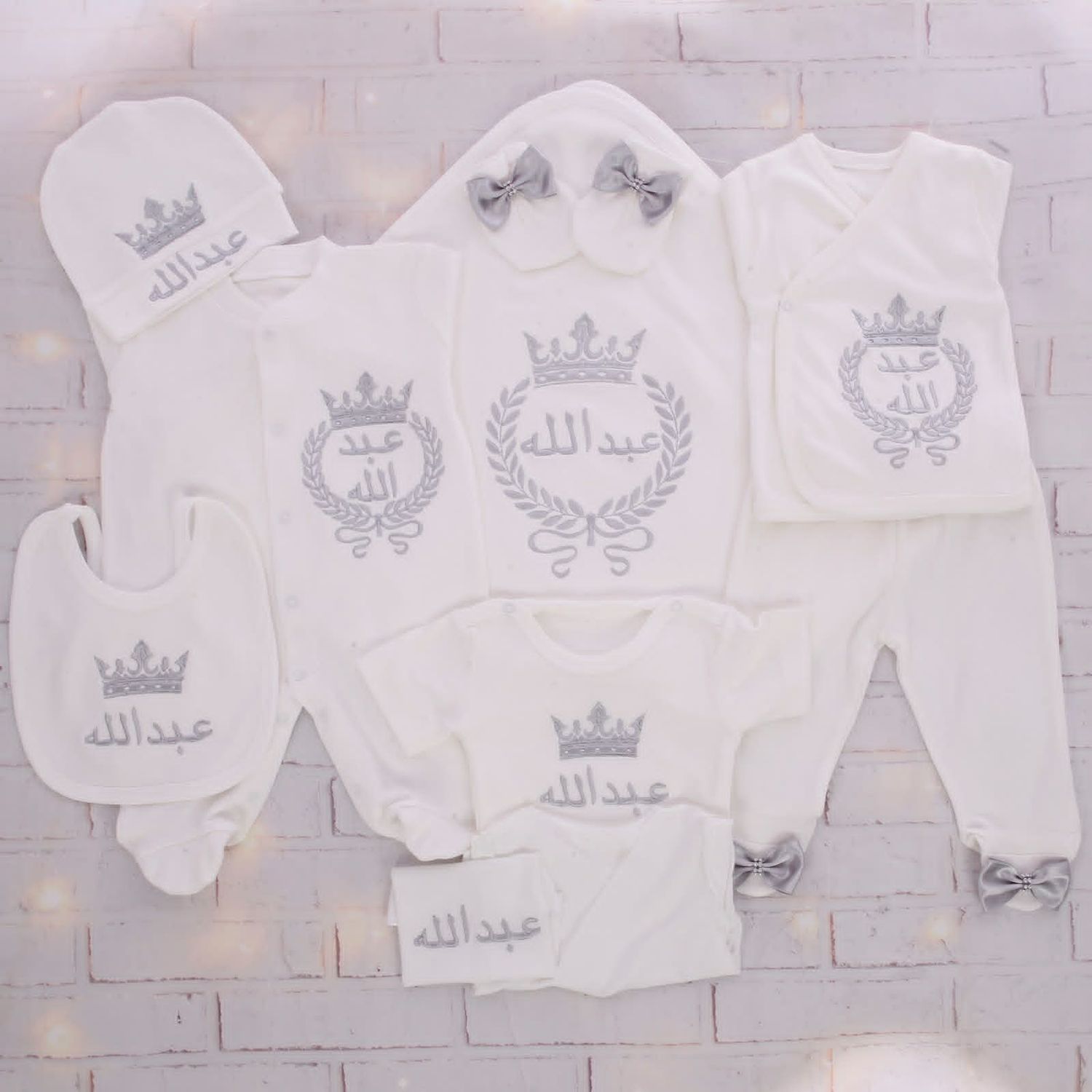 Luxury 10-Piece Baby boy Hospital Exit Outfit ( Silver Thread embroidery)