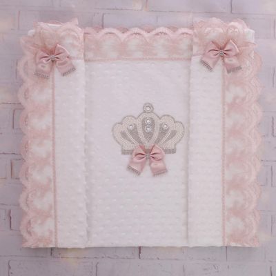 Personalised Receiving Amber Blanket - ( Blush Pink bow , pearl crown )