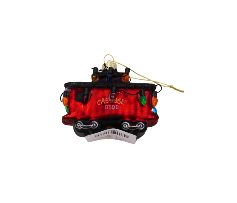 Glass Holiday Caboose Ornament