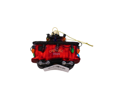 Glass Holiday Caboose Ornament