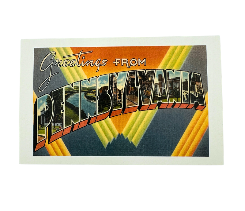 &quot;Greetings From Pennsylvania&quot; Vintage Yellow Postcard