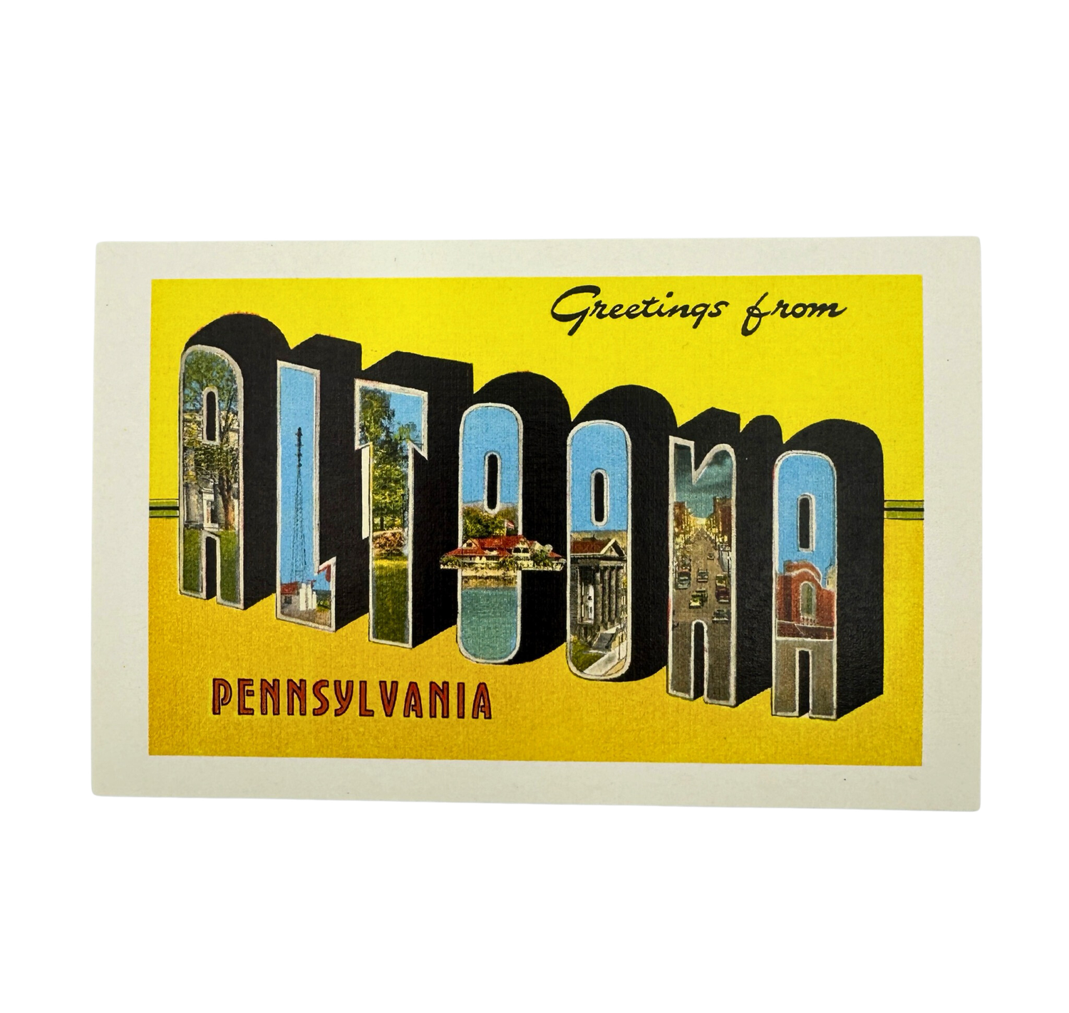 &quot;Greetings From Altoona Pennsylvania&quot; Vintage Yellow Postcard
