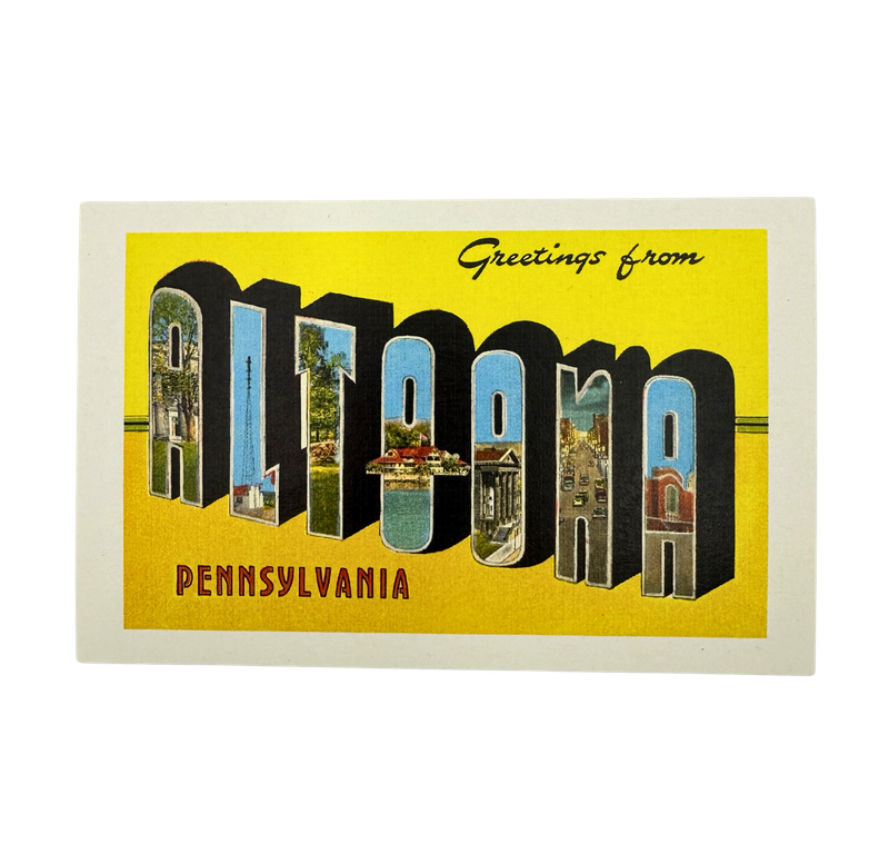 &quot;Greetings From Altoona Pennsylvania&quot; Vintage Yellow Postcard