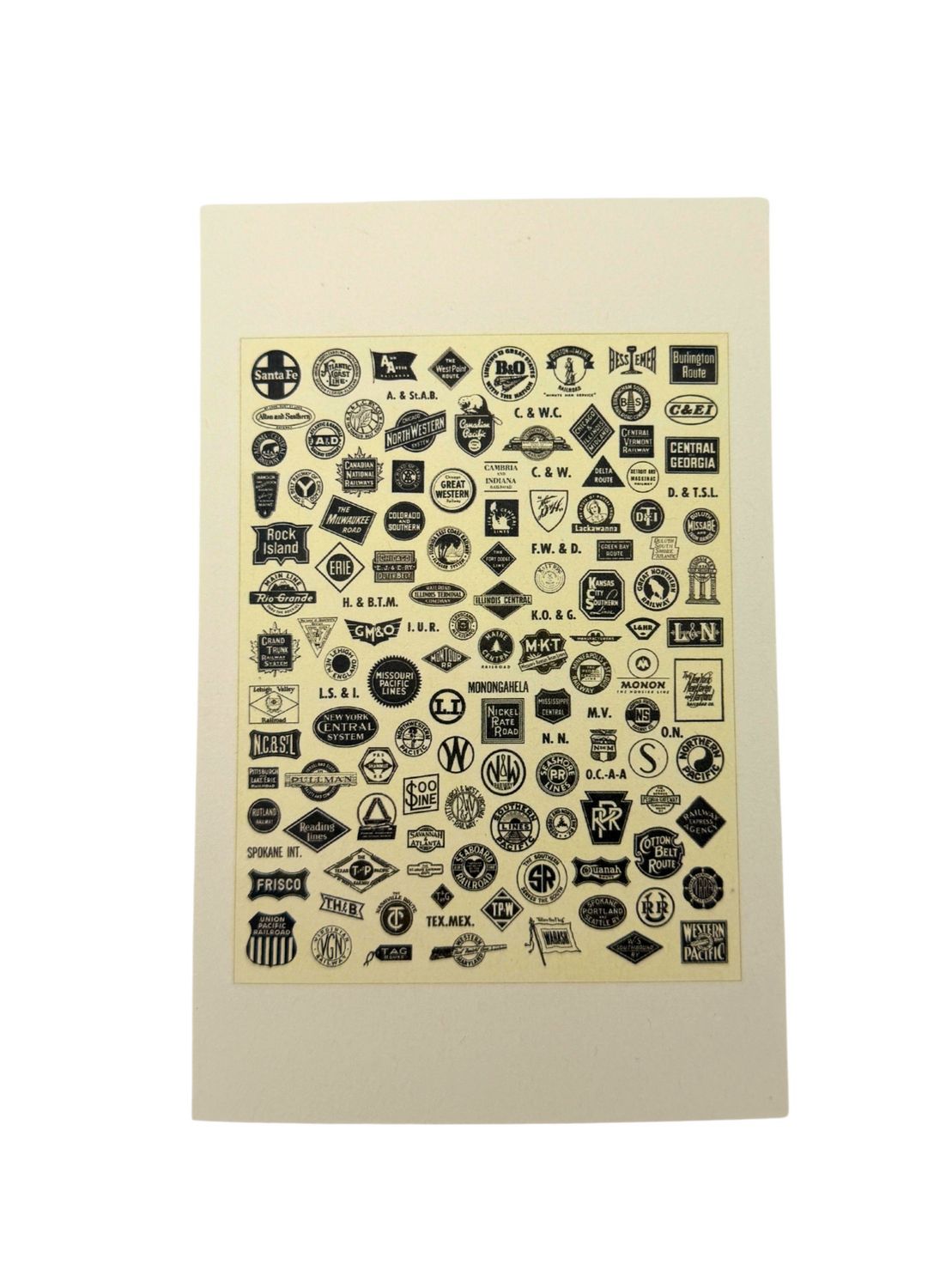 Variety of Train Insignia Vintage Postcard