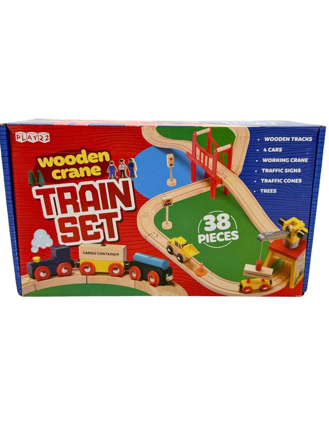 Wooden Crane Train Set 38 pieces