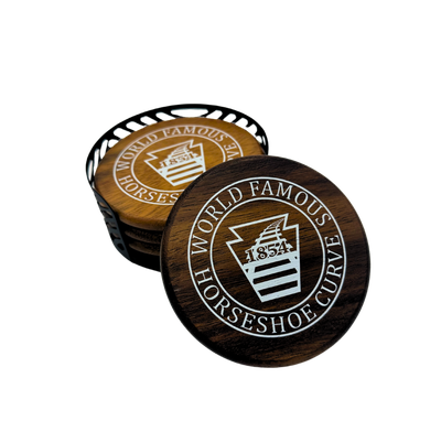 Horseshoe Curve Wooden Coaster Set