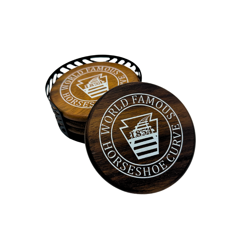 Horseshoe Curve Wooden Coaster Set