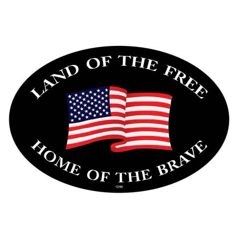 Land of the Free Home of the Brave Oval Car Magnet