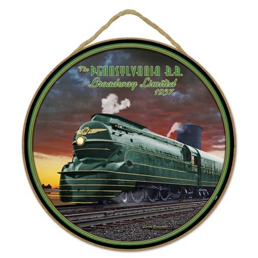 PRR Train 10" Round Wood Plaque Sign