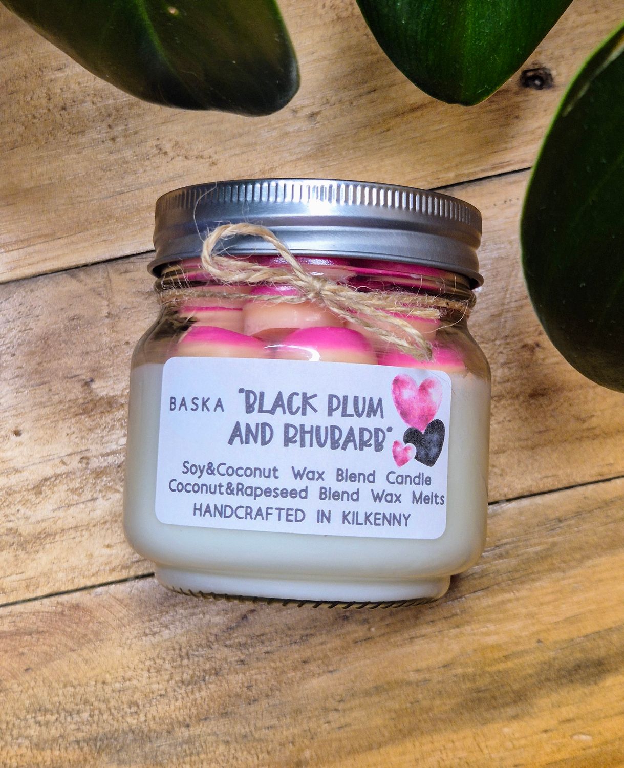 &quot;BLACK PLUM &amp; RHUBARB&quot; candle with wax melts