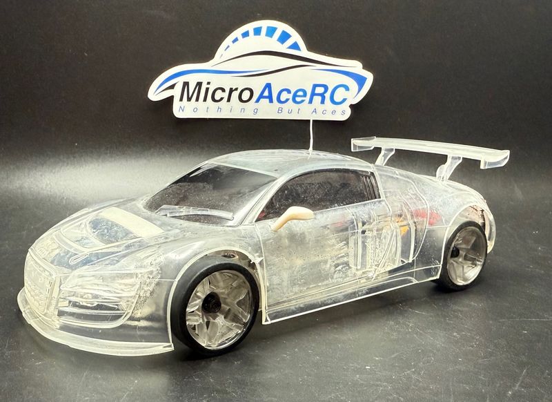 Used Mini-z MR02 ASF Very Rare Clear Audi R8 body and Chassis