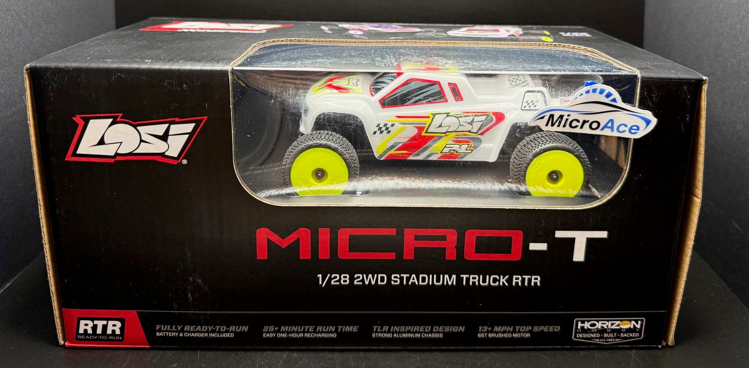 Losi 1/28 Micro-T 2S 2WD RTR Stadium Truck w Battery + Charger White