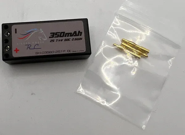 Silver Horse 350 mAh 7.4v 60c Lipo Hardcase 2mm Bullet Racing Battery