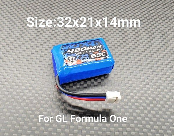 420mAh 7.4v 2s 65C LiPo Battery Packs for Formula One - GL Racing