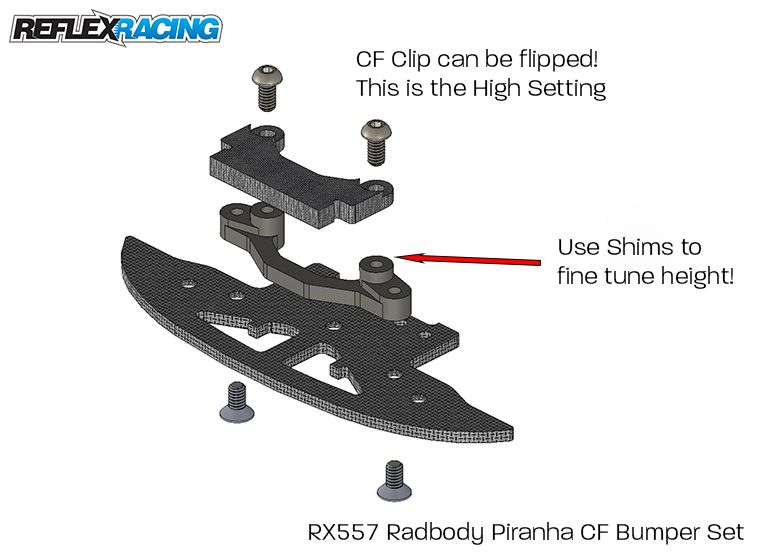 RX557 Reflex Racing Radbody Piranha CF Bumper Set