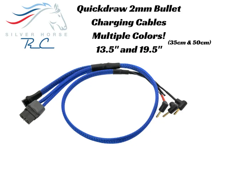 Silver Horse RC - Quick Draw 2mm Bullet Battery Charging Cable Blue 50cm