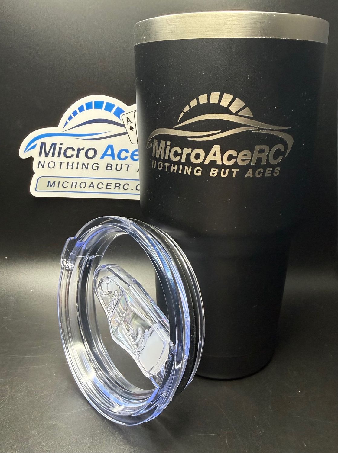 Black MicroAceRC 30 ounce Kodiak tumbler with slider lid