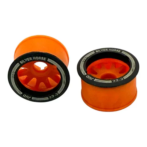 Special Edition Silver Horse Orange Racing 2WD "JUD" Front +1 8.5mm Threaded Carbon-Fiber Reinforced EVO Wheels Orange
