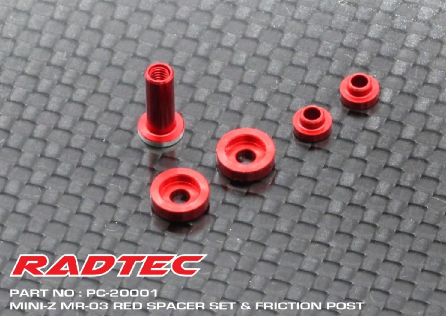 PC-20001B Radtec Mini-Z MR-03 Spacer Set & Friction Post (Blue)