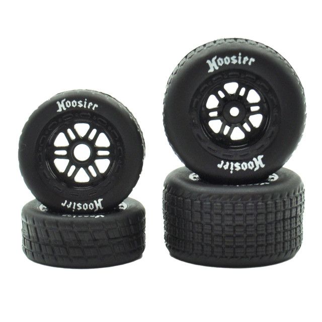 FR/RR Soft Tires & Black Wheels, Hoosier, 1/18 Midget (4) FR/RR Soft Tires & Black Wheels, Hoosier, 1/18 Midget (4)