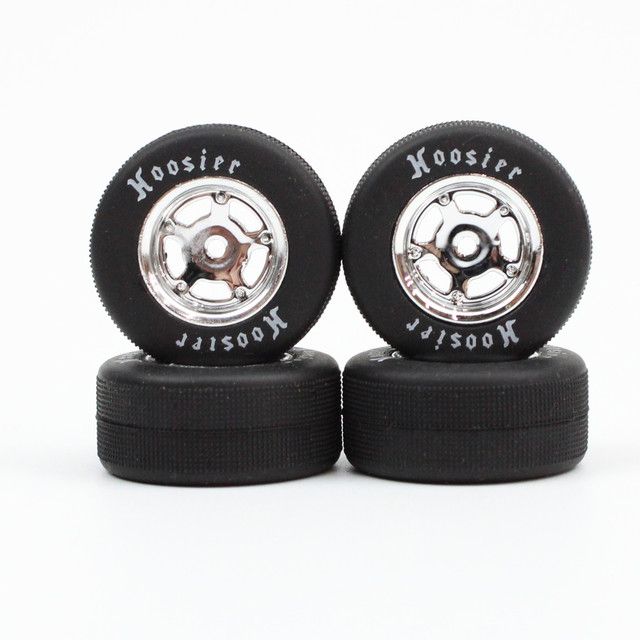 FR/RR Soft Tires & Chrome Wheels, 1/24 Asphalt Late Model (4) FR/RR Soft Tires & Chrome Wheels, 1/24 Asphalt Late Model (4)