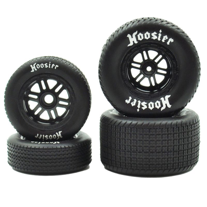 FR/RR Soft Tires & Black Wheels, Hoosier, 1/18 Sprint (4) FR/RR Soft Tires & Black Wheels, Hoosier, 1/18 Sprint (4)