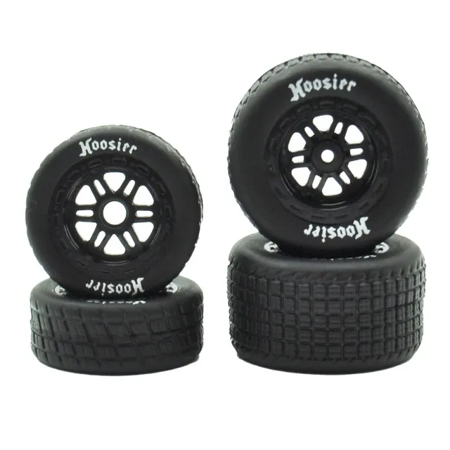FR/RR Tires & Black Wheels, Hoosier, 1/18 Midget (4) FR/RR Tires & Black Wheels, Hoosier, 1/18 Midget (4)