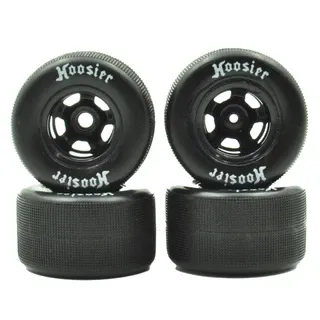 FR/RR HT Soft Tires & Black Wheels, 1/18 Asphalt Modified (4) FR/RR HT Soft Tires & Black Wheels, 1/18 Asphalt Modified (4)