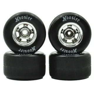 FR/RR HT Soft Tires & Chrome Wheels, 1/18 Asphalt Modified (4)