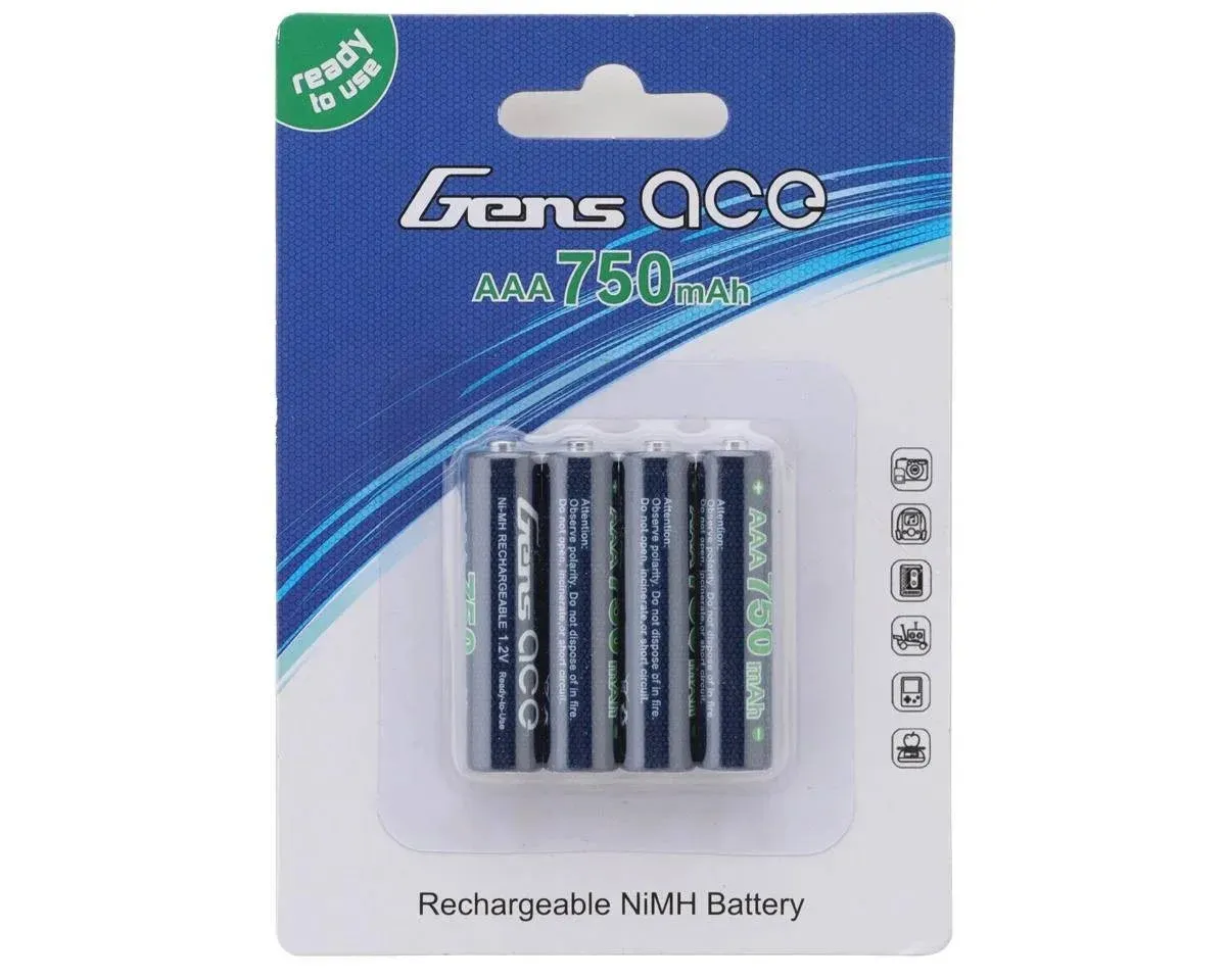 High Power Rechargeable 750mAh AAA NIMH Batteries - Gens Ace High Power Rechargeable 750mAh AAA NIMH Batteries - Gens Ace