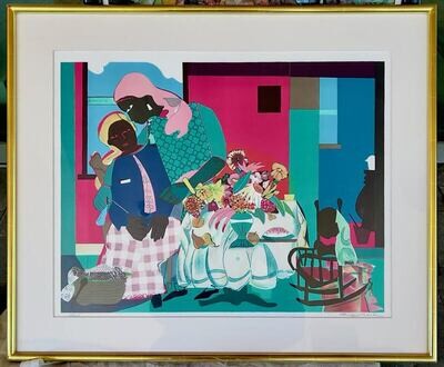 Art Romare Bearden "Morning" Signed, Matted /Glass & Framed and Numbered