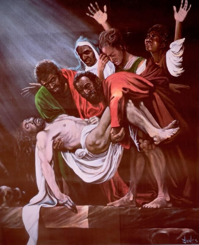 Art The Burial Of Christ by John Jones - Large 24" X 36" Signed Print - Free Shipping