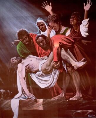 Art The Burial Of Christ by John Jones - Large 24" X 36" Signed Print - Free Shipping