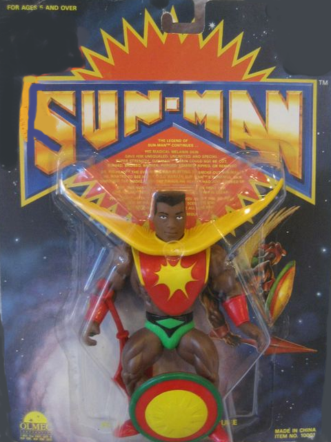 Toy "Sun-Man" Black Superhero Action Figure 1st Edition Collectible - 1985 by Black owned Olmec Toy Co. In Original packaging  SALE