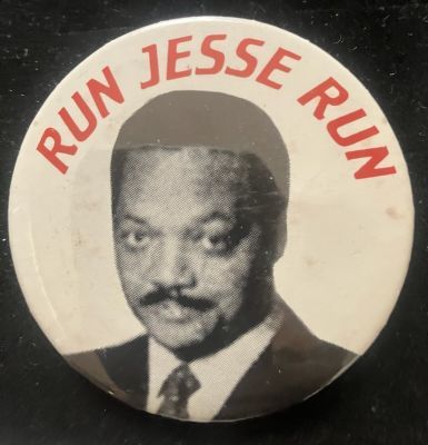 Rev. Jesse Jackson Pres Vintage Button1984-1988 RUN JESSE RUN- 2.25" Round - Pin Back