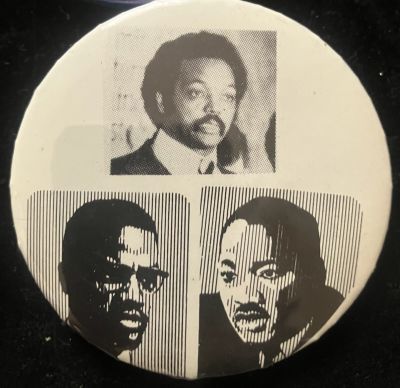 Rev. Jesse Jackson, Malcolm X, Dr. King - Vintage 1980's Button - 2.25" Round, Pin Back