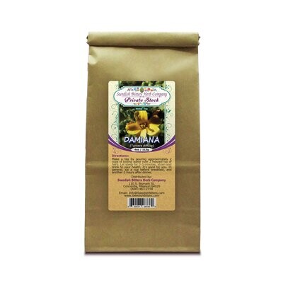 Damiana Herb (Turnera diffusa) Herbal Tea (4oz/113g) - Swedish Bitters Herb Company Private Stock 662578987376
