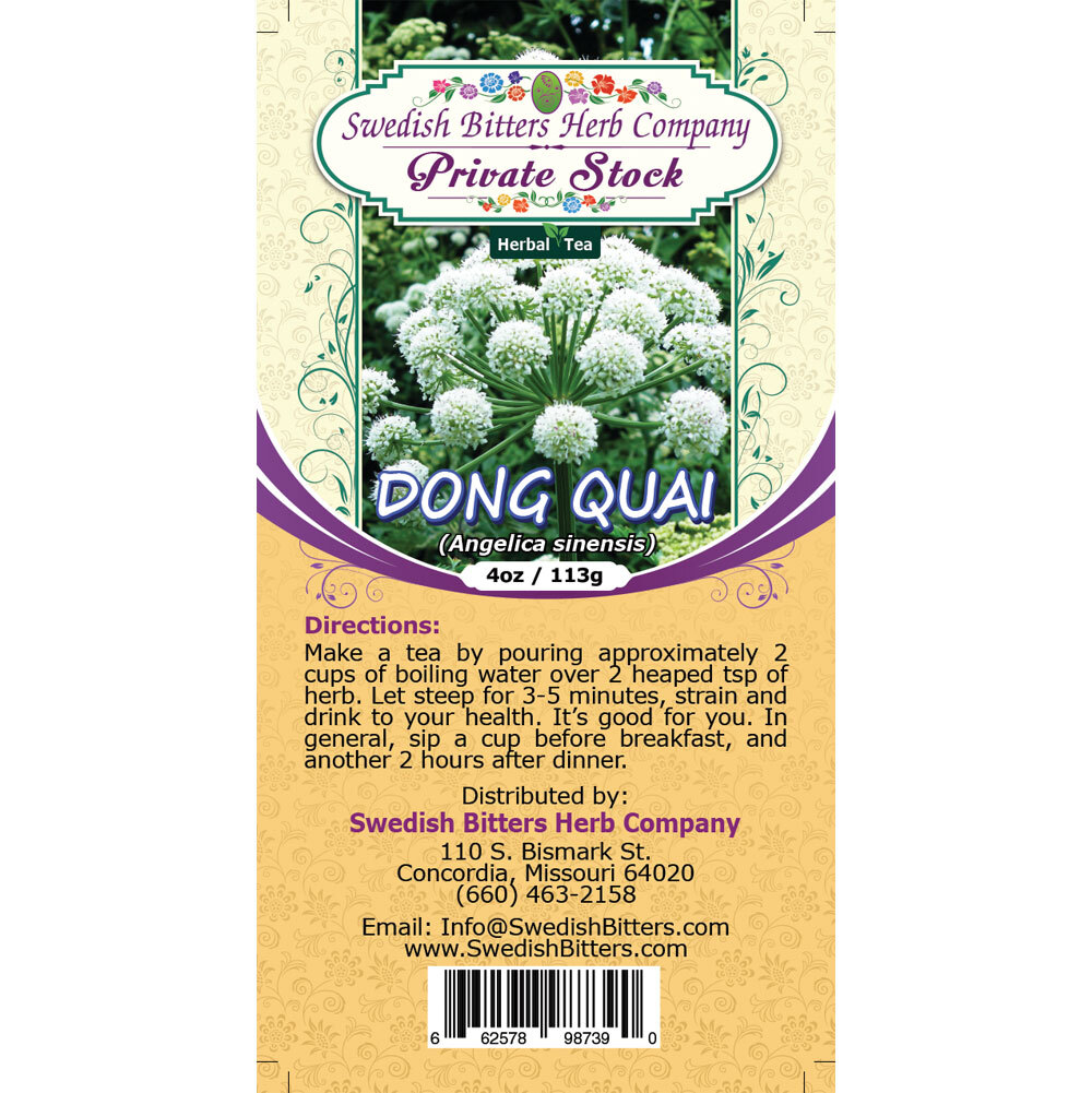 Dong Quai Root (Angelica sinensis) Herbal Tea (4oz/113g) - Swedish Bitters Herb Company Private Stock