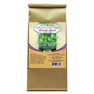 Gotu Kola Leaf (Centella asiatica) Herbal Tea (1lb/454g) BULK - Swedish Bitters Herb Company Private Stock 662578986836