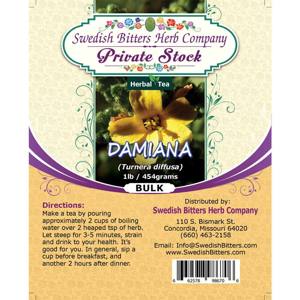 Damiana Herb (Turnera diffusa) Herbal Tea (1lb/454g) BULK - Swedish Bitters Herb Company Private Stock