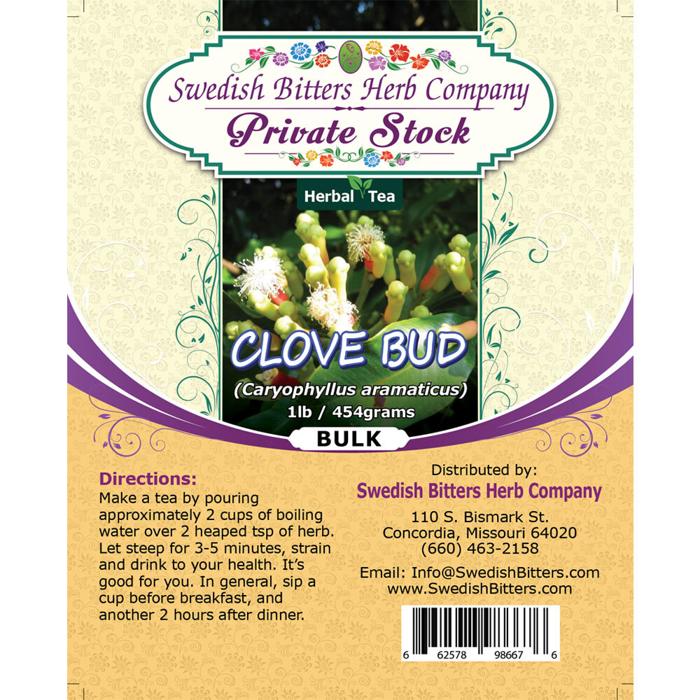 Clove Bud (Eugenia caryophyllata) Herbal Tea (1lb/454g) BULK - Swedish Bitters Herb Company Private Stock