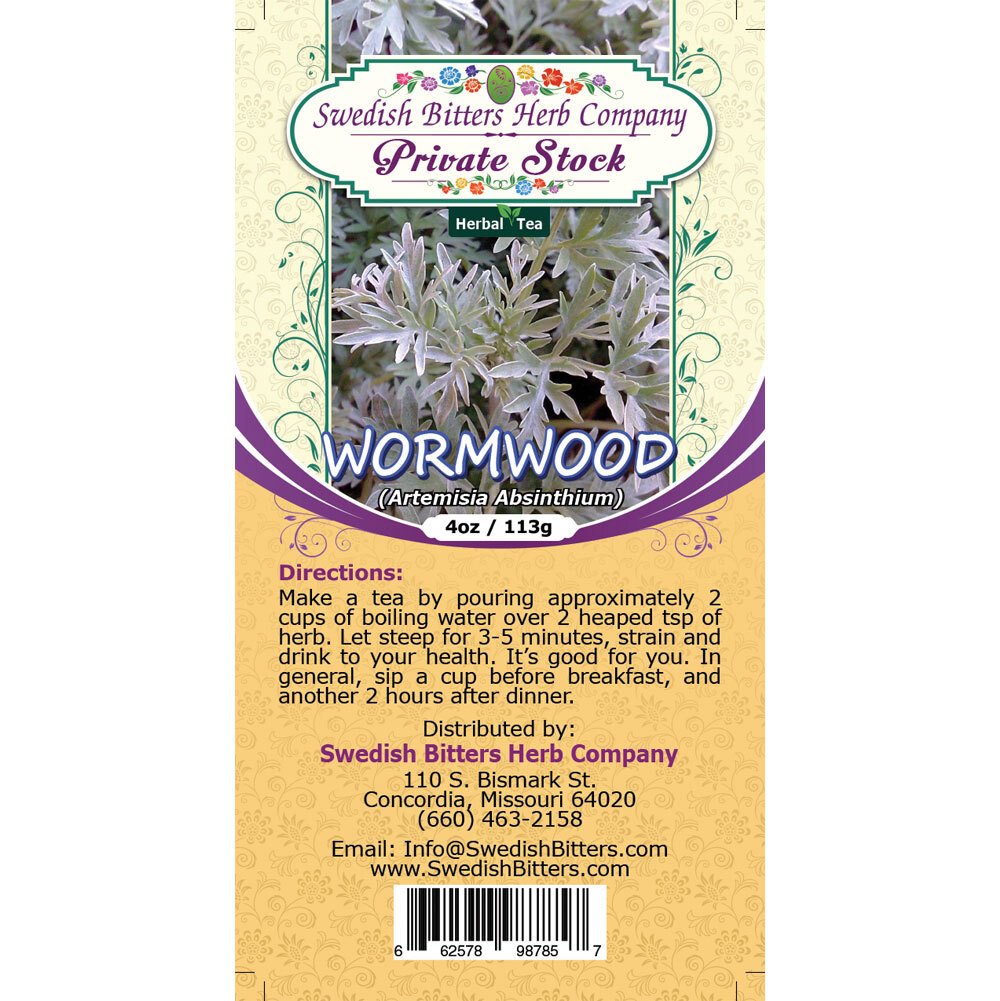 Wormwood Leaf (Artemisia Absinthium) Herbal Tea (4oz/113g) - Swedish Bitters Herb Company Private Stock