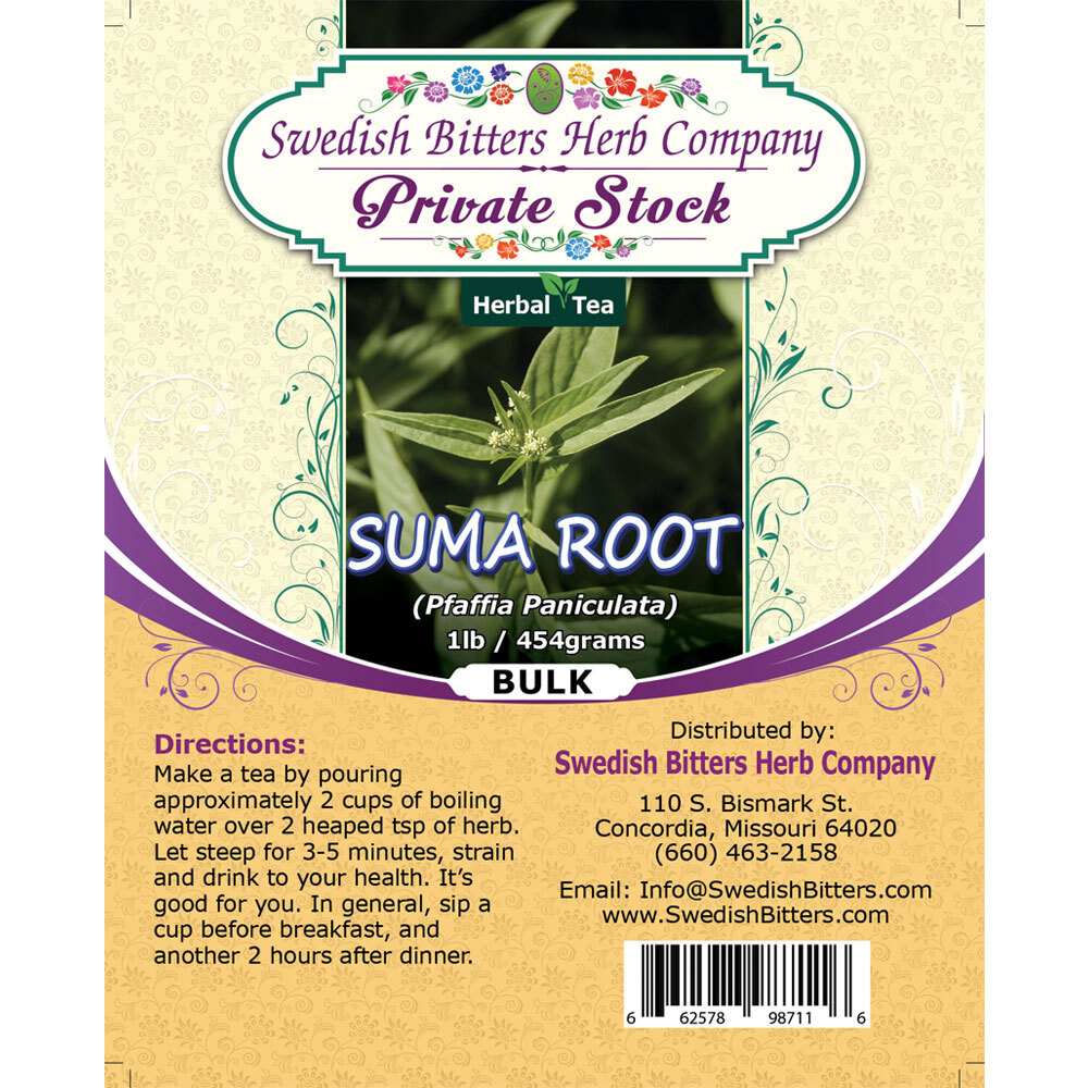 Suma Root (Pfaffia Paniculata) Herbal Tea (1lb/454g) BULK - Swedish Bitters Herb Company Private Stock